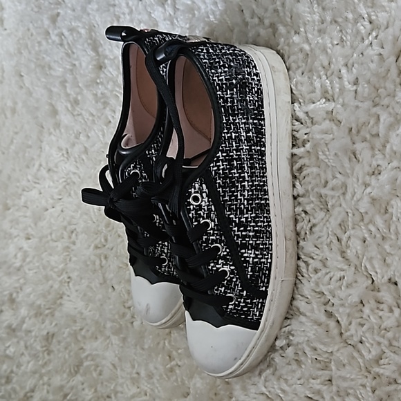 KATE SPADE Black White Tweed Sneakers Size 6 - Picture 13 of 15